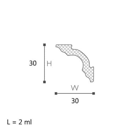 Cornisa decorativa polistiren Nmc Nomastyl A3 30x30x2000mm - Shopdecor.ro Cornisa bagheta tavan