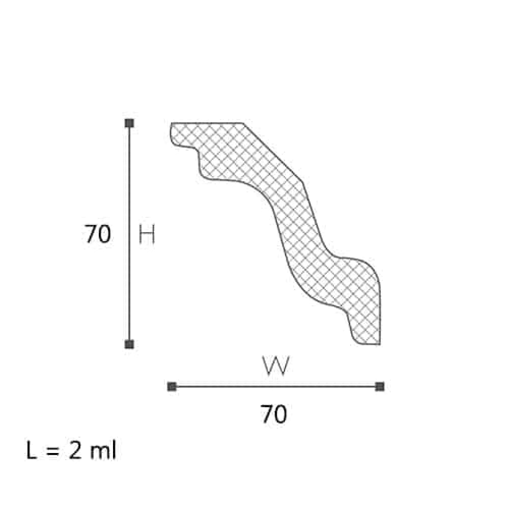 Cornisa decorativa din polistiren extrudat Nmc Nomastyl K 70x70x2000mm - Shopdecor.ro Cornisa bagheta tavan