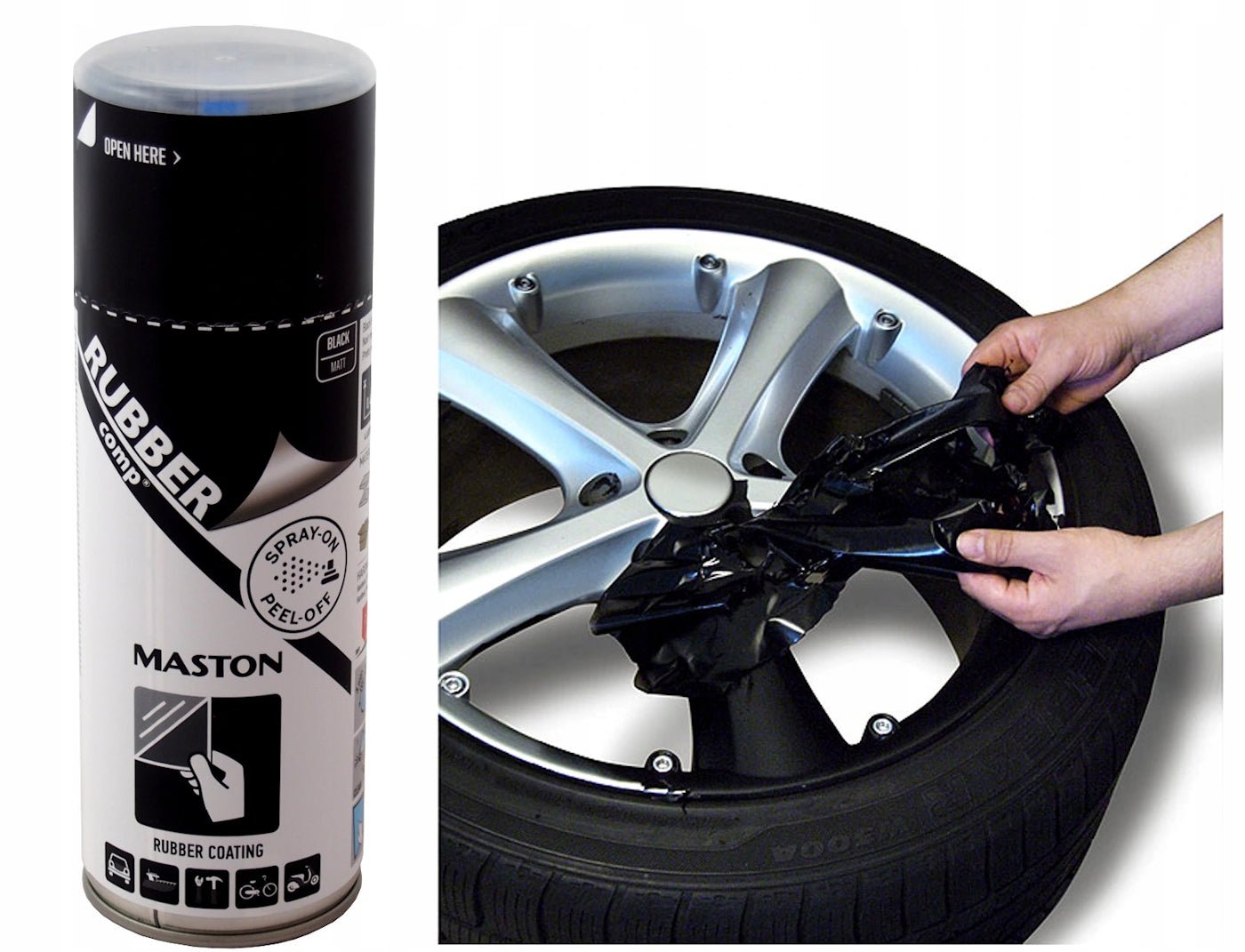 Vopsea Spray cauciucata, Maston Rubbercomp, 400ml, Negru Mat - Shopdecor.ro Vopsea spray