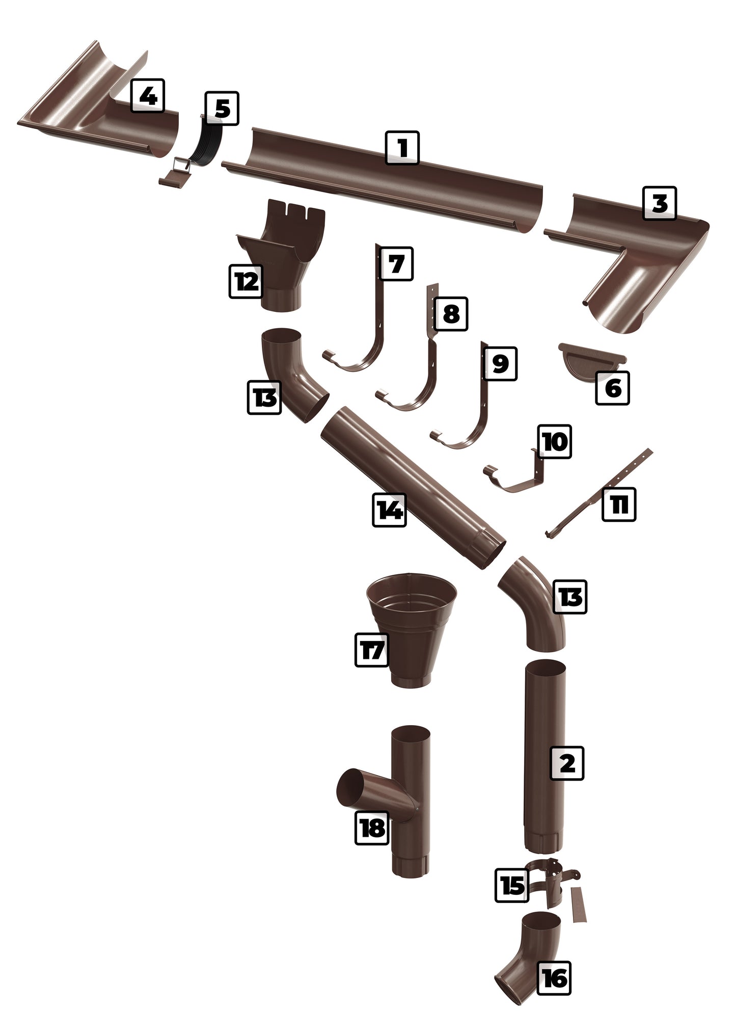 Imbinare jgheab D125mm Bilka 8017 lucios - Shopdecor.ro Imbinare jgheab