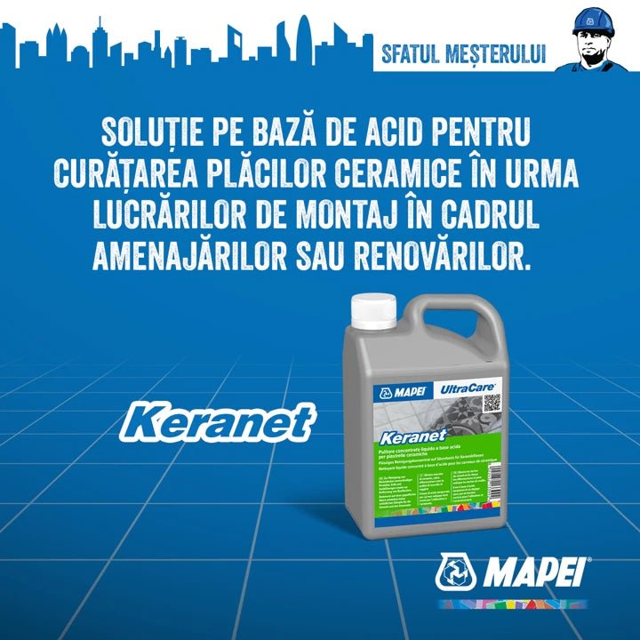 Solutie acida curatare placi ceramice, Mapei Keranet 1Lt - Shopdecor.ro Solutie curatare acida