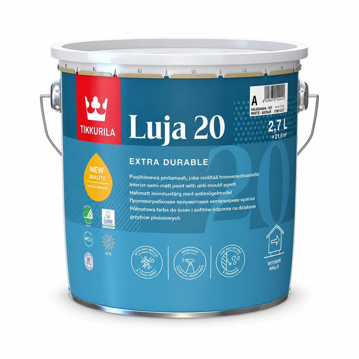 Vopsea lavabilă antimucegai semimată Tikkurila Luja 20