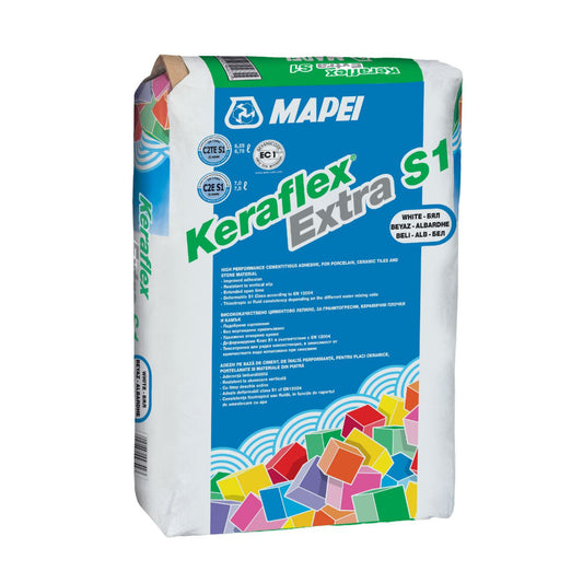 Adeziv flexibil alb Mapei Keraflex Extra S1 25kg - Shopdecor.ro Adeziv gresie