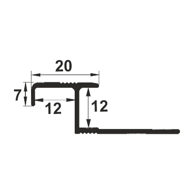 Profil treaptă antiderapant  12x20 mm 2.7 ml