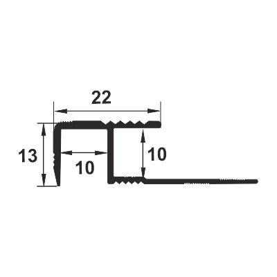 Profil treaptă antiderapant  10x22 mm 2.7 ml
