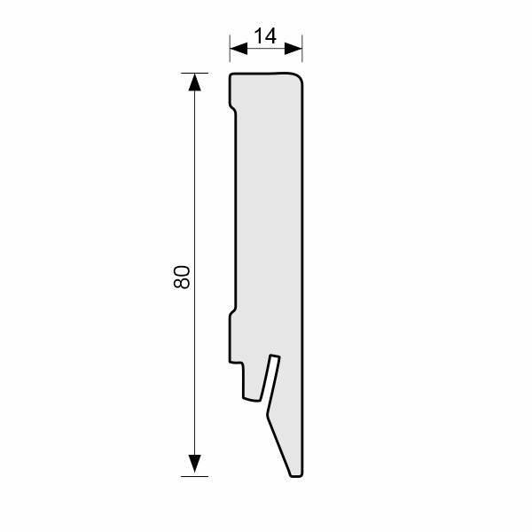 Plintă MDF albă Egger Cubica 80 × 14 mm – 2,4 m
