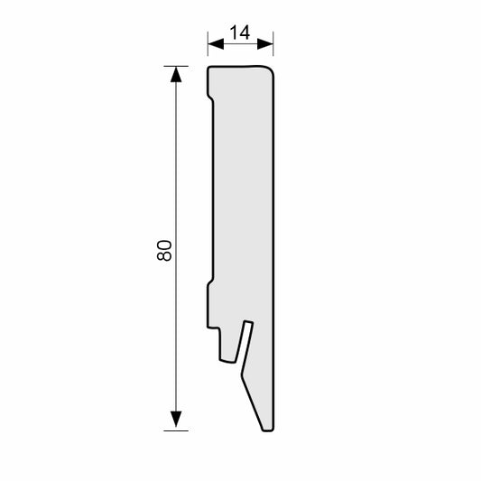 Plintă MDF albă Egger Cubica 80 × 14 mm – 2,4 m