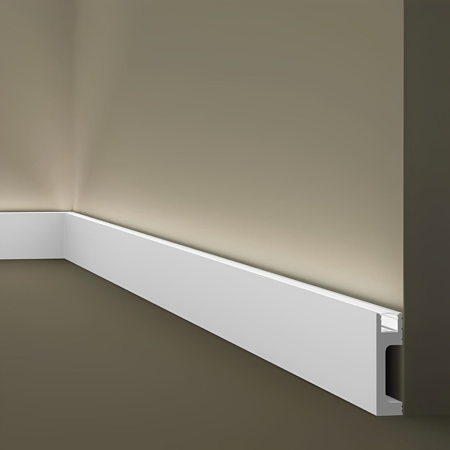 Plinta duropolimer alba canal led Nmc IL10 80x23x2000mm