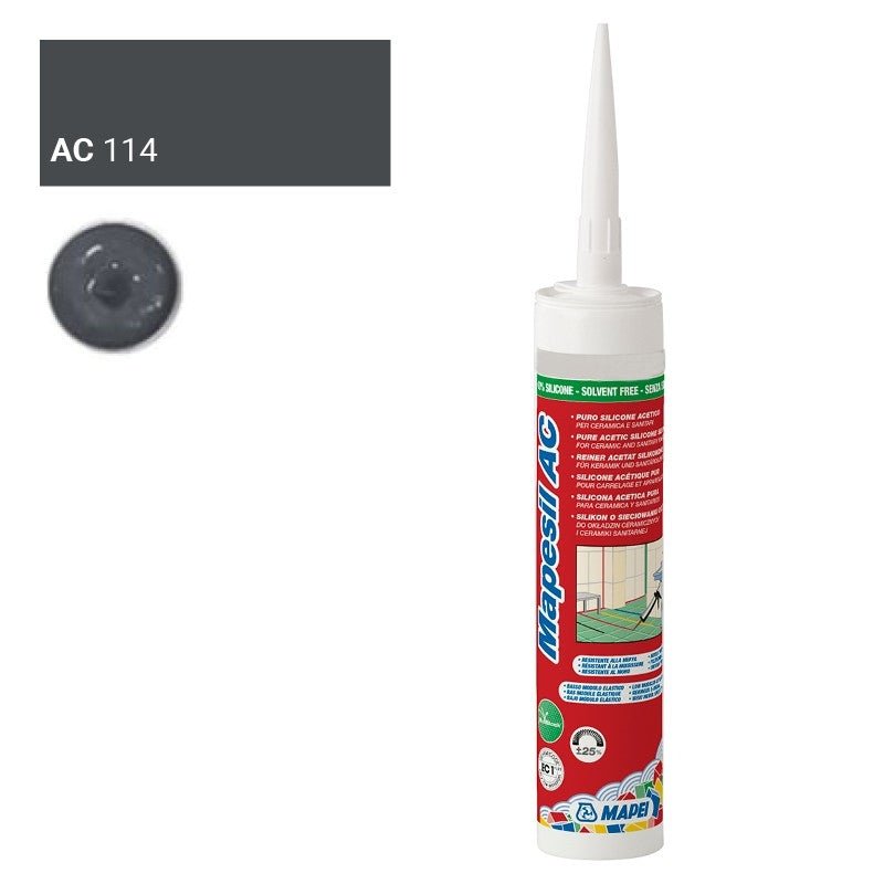 Silicon rosturi Mapei Mapesil AC, 114 gri antracit, 310ml - Shopdecor.ro Silicon rosturi