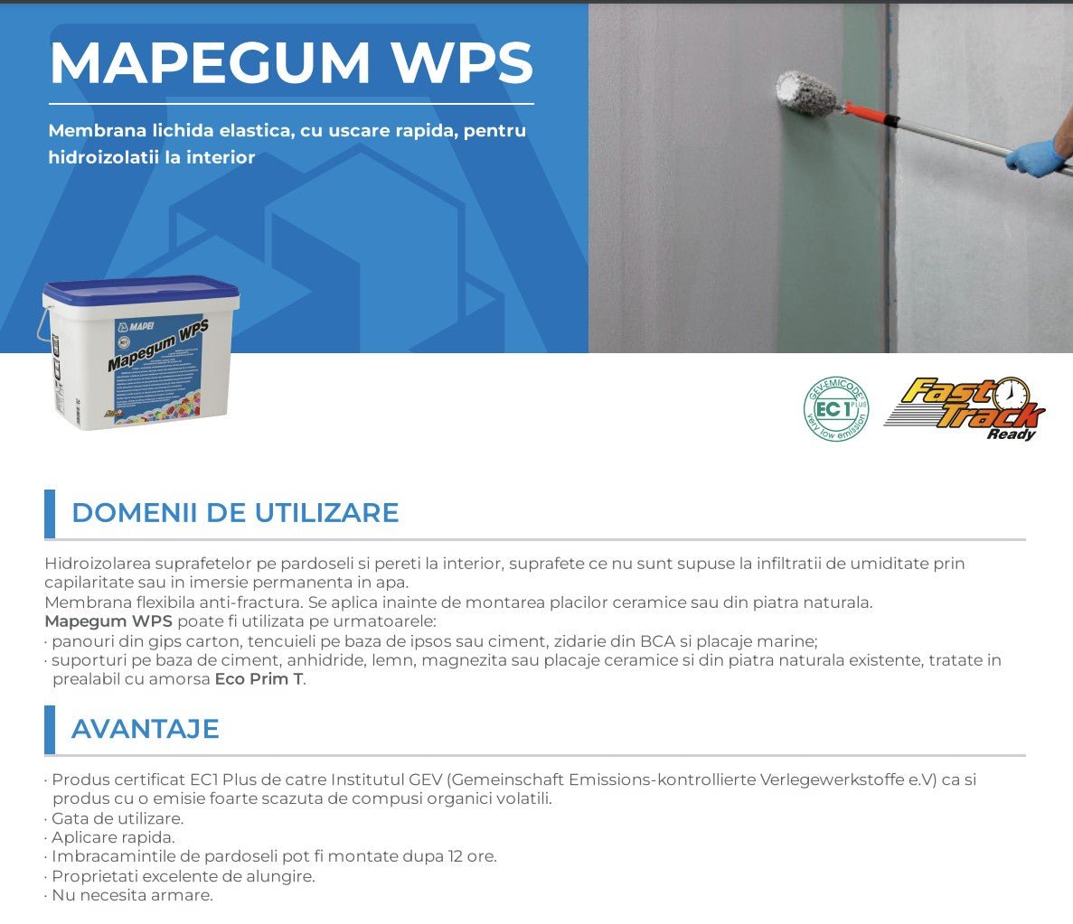 Hidroizolatie lichida, elastica, pentru interior Mapei Mapegum WPS - Shopdecor.ro Hidroizolatie lichida elastica