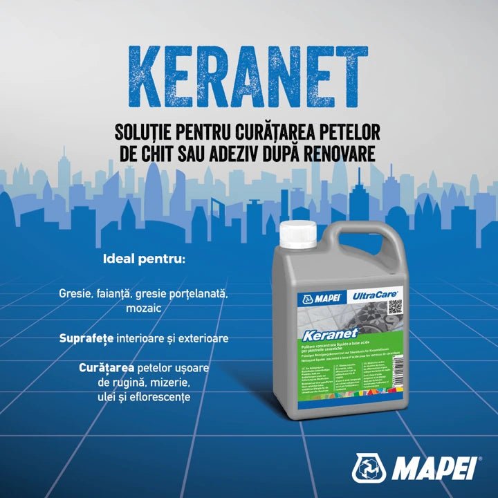 Solutie acida curatare placi ceramice, Mapei Keranet 1Lt - Shopdecor.ro Solutie curatare acida